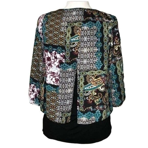 I.N. San Francisco Paisley Blouse with Built In Black Tank Liner | Women's Small - Picture 2 of 5